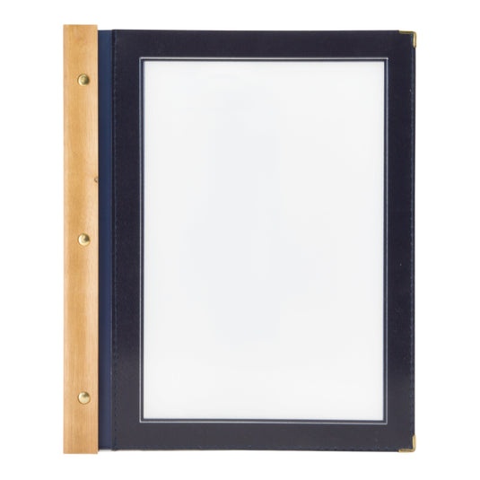 Securit Menu Set - Wood A4 Blue - 10 Menu Holders + 20 Extra Pouches - in use