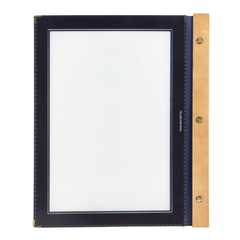 Load image into Gallery viewer, Securit Menu Set - Wood A4 Blue - 10 Menu Holders + 20 Extra Pouches
