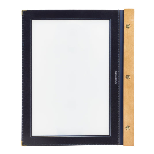 Securit Menu Set - Wood A4 Blue - 10 Menu Holders + 20 Extra Pouches