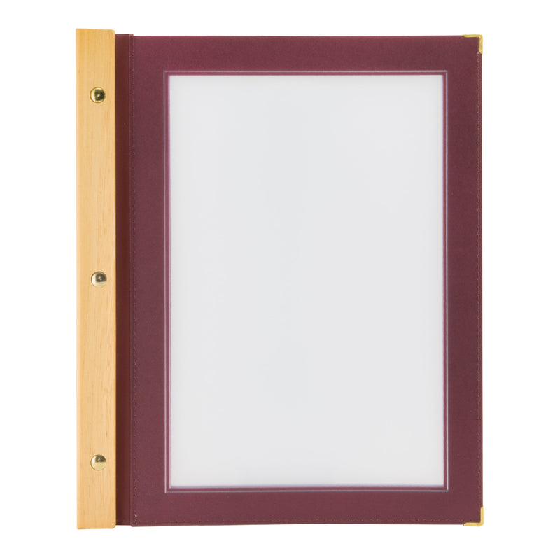 Load image into Gallery viewer, Securit Menu Set - Wood A4 Wine Red - 10 Menu Holders + 20 Extra Pouches - in use

