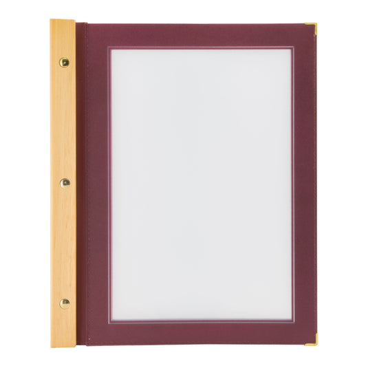 Securit Menu Set - Wood A4 Wine Red - 10 Menu Holders + 20 Extra Pouches - in use