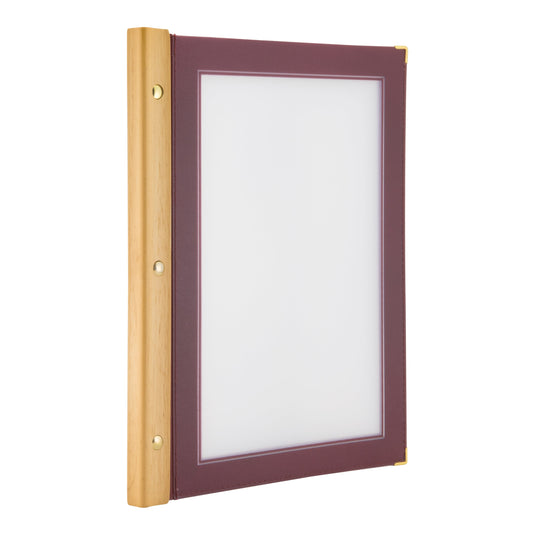 Securit Menu Set - Wood A4 Wine Red - 10 Menu Holders + 20 Extra Pouches