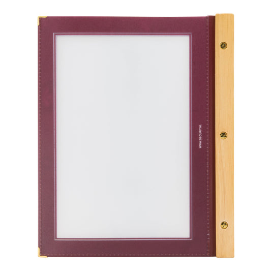 Securit Menu Set - Wood A4 Wine Red - 10 Menu Holders + 20 Extra Pouches
