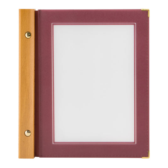 Securit Menu Set - Wood A5 Wine Red - 10 Menu Holders + 20 Extra Pouches - in use