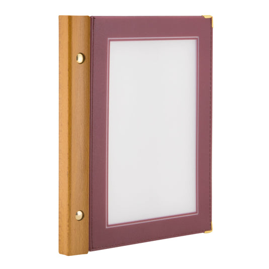 Securit Menu Set - Wood A5 Wine Red - 10 Menu Holders + 20 Extra Pouches