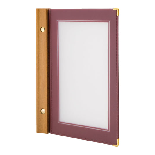 Securit Menu Set - Wood A5 Wine Red - 10 Menu Holders + 20 Extra Pouches