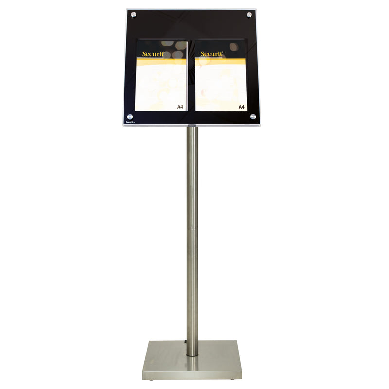 Load image into Gallery viewer, Securit Information Display Set - Glass Star Oak 4A4 - Display + Pole &amp; Base + LED Lamp
