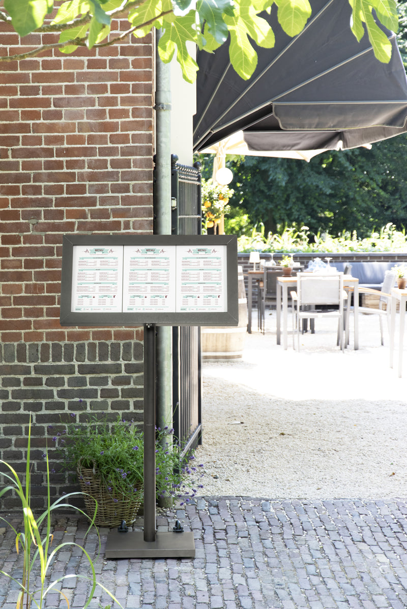 Load image into Gallery viewer, Securit Information Displays - Coated Steel - Gun Grey 135x40x40cm - in use
