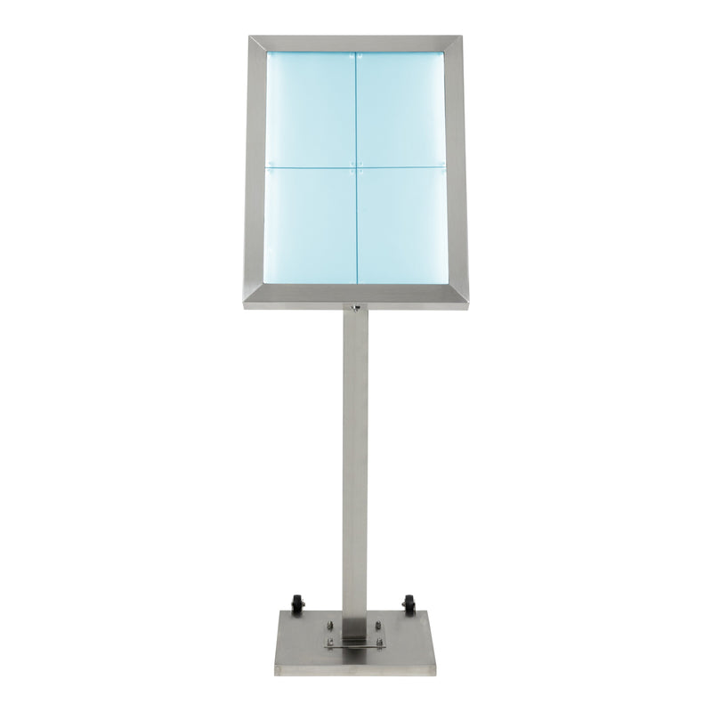 Load image into Gallery viewer, Securit Information Display Set - Stainless Steel 4A4 RGB LED - Display + Pole &amp; Base + Battery
