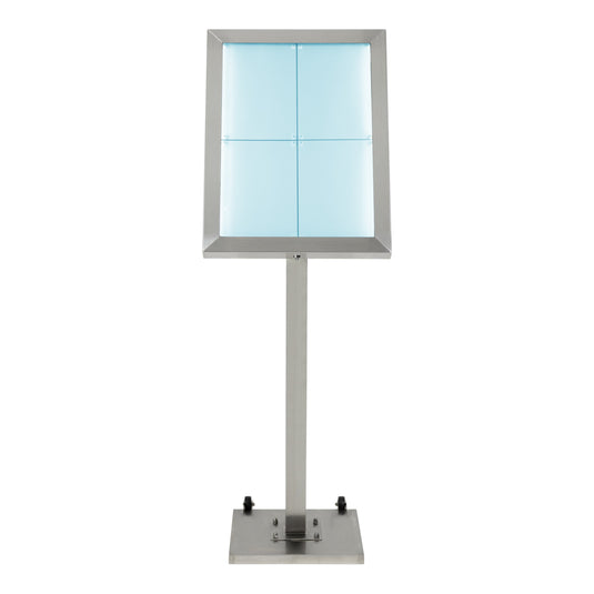 Securit Information Display Set - Stainless Steel 4A4 RGB LED - Display + Pole & Base + Battery