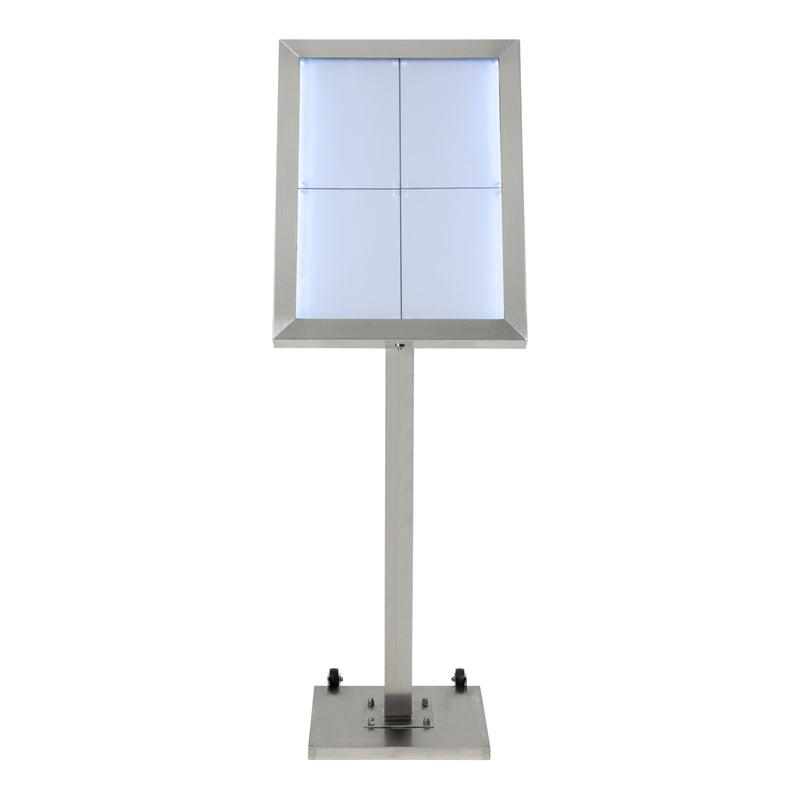 Load image into Gallery viewer, Securit Information Display Set - Stainless Steel 4A4 RGB LED - Display + Pole &amp; Base + Battery
