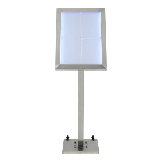 Securit Information Display Set - Stainless Steel 4A4 RGB LED - Display + Pole & Base + Battery