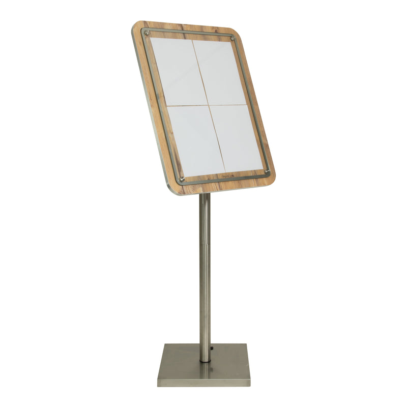 Load image into Gallery viewer, Securit Information Display Set - Glass Star Oak 4A4 - Display + Pole &amp; Base + LED Lamp
