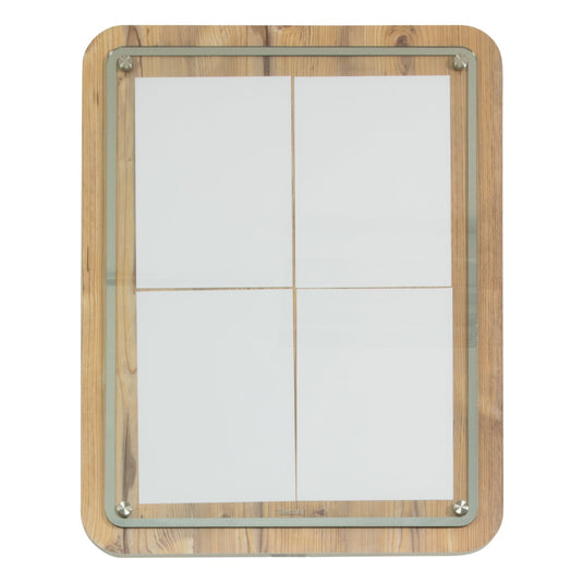 Securit Information Display Set - Glass Star Oak 4A4 - Display + Pole & Base + LED Lamp