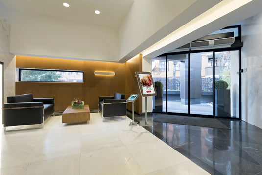 Securit Information Displays - Glass Star - Walnut 74,4x57x3cm - in use
