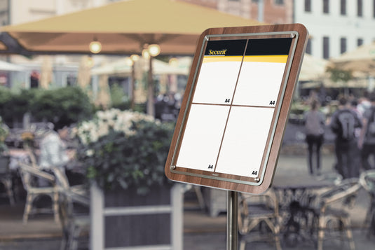 Securit Information Displays - Glass Star - Walnut 74,4x57x3cm - in use