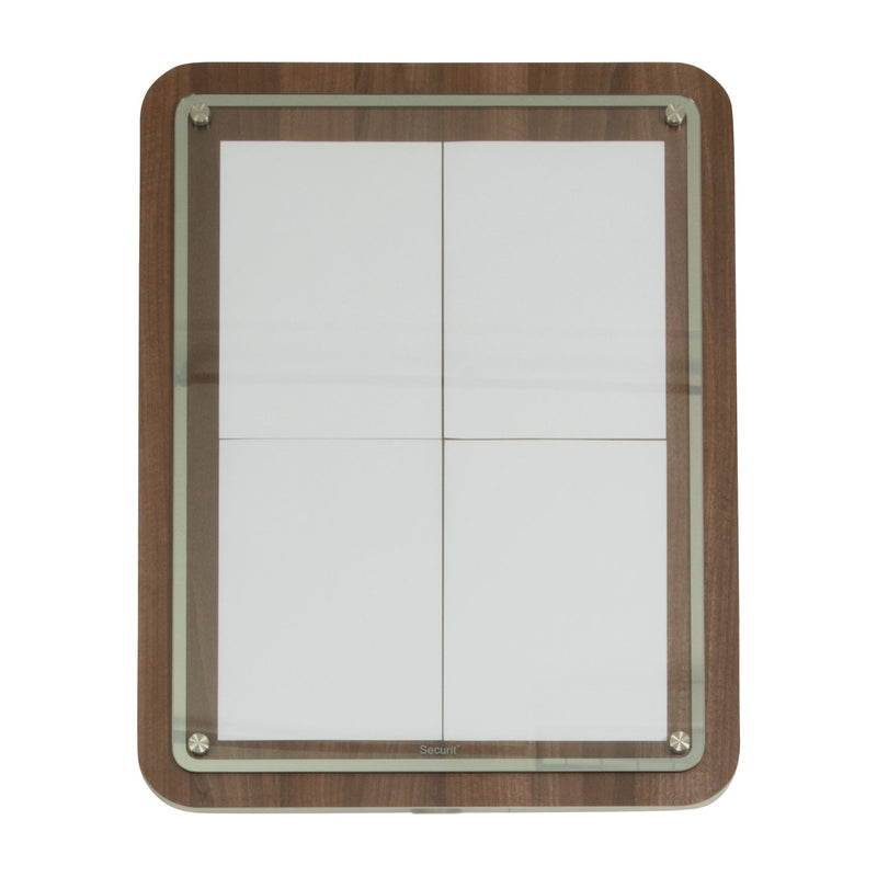 Load image into Gallery viewer, Securit Information Display Set - Glass Star Walnut 4A4 - Display + Pole &amp; Base + LED Lamp
