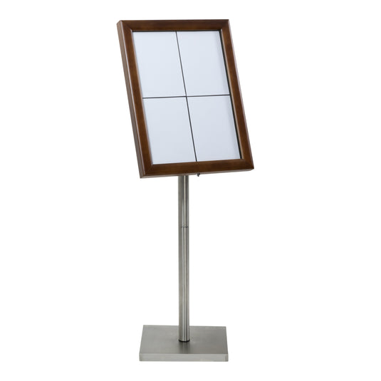 Securit Information Display Set - Classic Dark Brown 4A4 LED - Display + Pole & Base + Battery