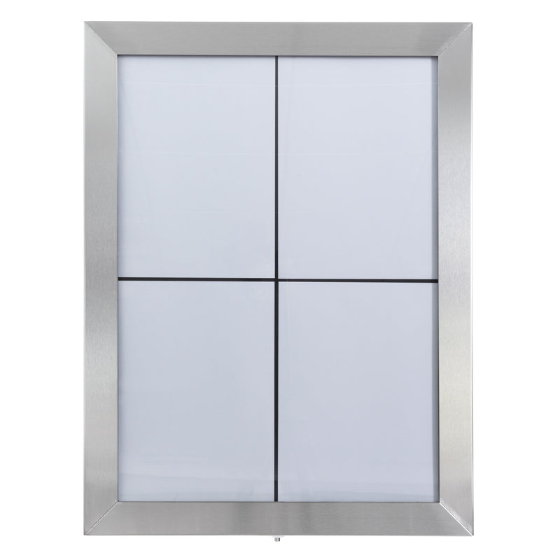 Load image into Gallery viewer, Securit Information Display Set - Classic Stainless Steel 4A4 LED - Display + Pole &amp; Base + Battery
