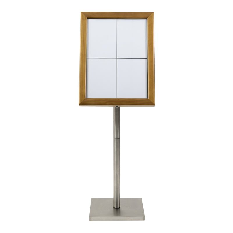 Load image into Gallery viewer, Securit Information Display Set - Classic Teak 4A4 LED - Display + Pole &amp; Base + Battery
