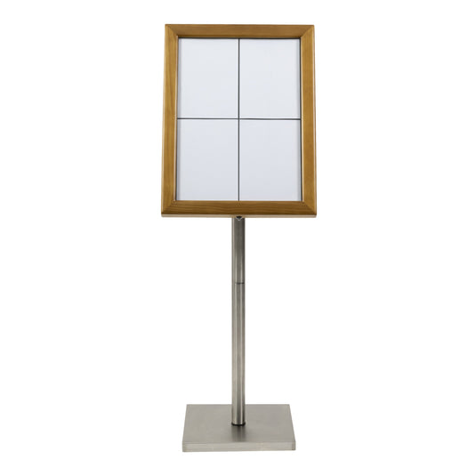 Securit Information Display Set - Classic Teak 4A4 LED - Display + Pole & Base + Battery
