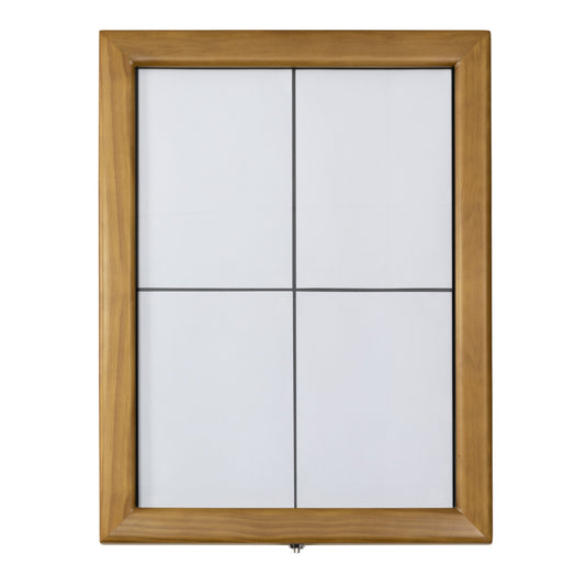 Securit Information Display Set - Classic Teak 4A4 LED - Display + Pole & Base + Battery