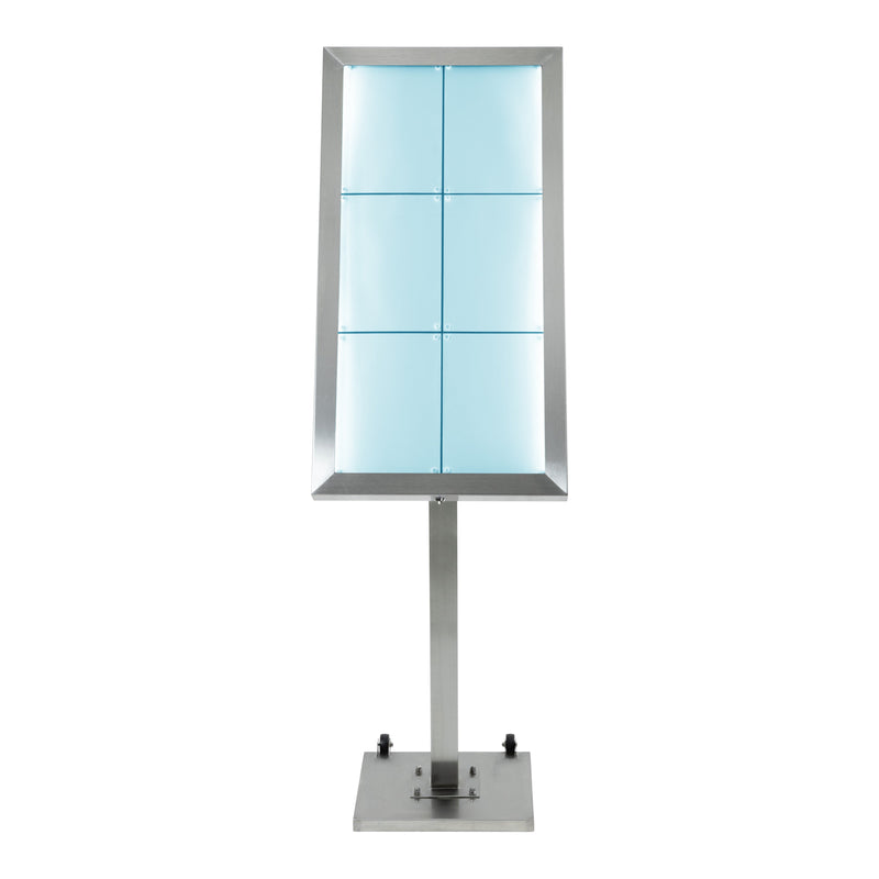 Load image into Gallery viewer, Securit Information Display Set - Stainless Steel 6A4 RGB LED - Display + Pole &amp; Base + Battery
