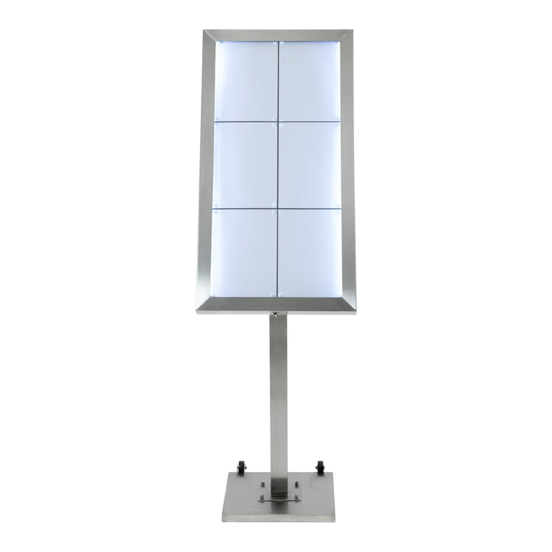 Load image into Gallery viewer, Securit Information Display Set - Stainless Steel 6A4 RGB LED - Display + Pole &amp; Base + Battery
