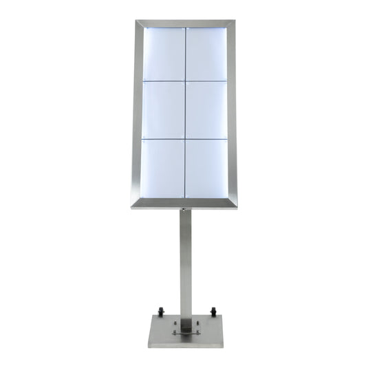 Securit Information Display Set - Stainless Steel 6A4 RGB LED - Display + Pole & Base + Battery