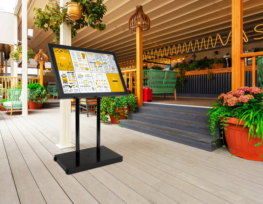 Securit Information Display Set - Black Star XXL 8A4 LED - Display + Poles & Base + Battery - in use
