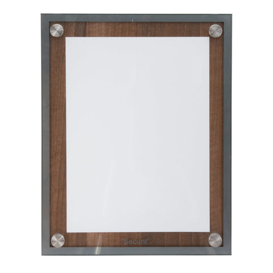 Securit Information Display Set - Glass Star Walnut A4 - Display + Pole & Base + LED Lamp