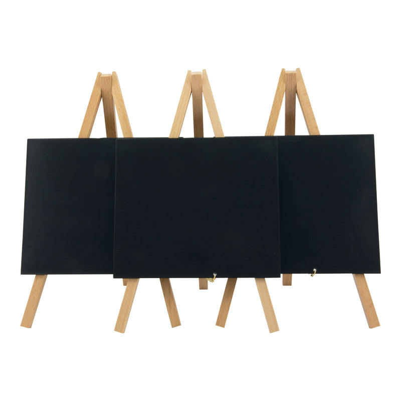 Load image into Gallery viewer, Securit Table Chalkboard Set - Mini Easel Beech (10 Sets of 3) - 30 Easels + White Markers
