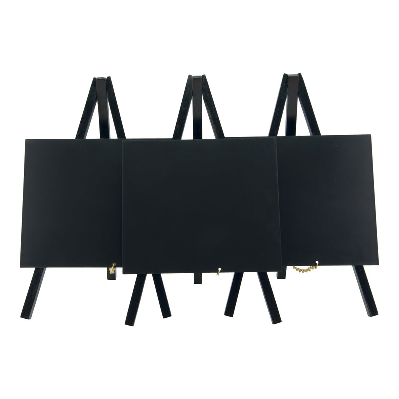 Load image into Gallery viewer, Securit Table Chalkboard Set - Mini Easel Black (10 Sets of 3) - 30 Easels + White Markers
