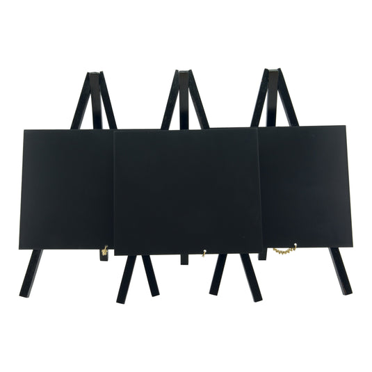 Securit Table Chalkboard Set - Mini Easel Black (10 Sets of 3) - 30 Easels + White Markers