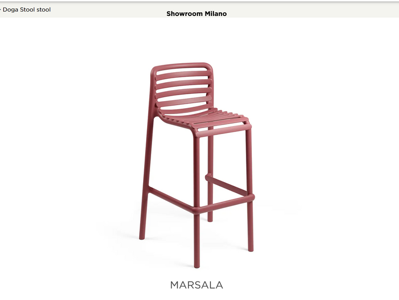 Load image into Gallery viewer, Nardi Doga high outdoor stool, 75cm height, in Marsala color, suitable for patio or restaurant seating.
