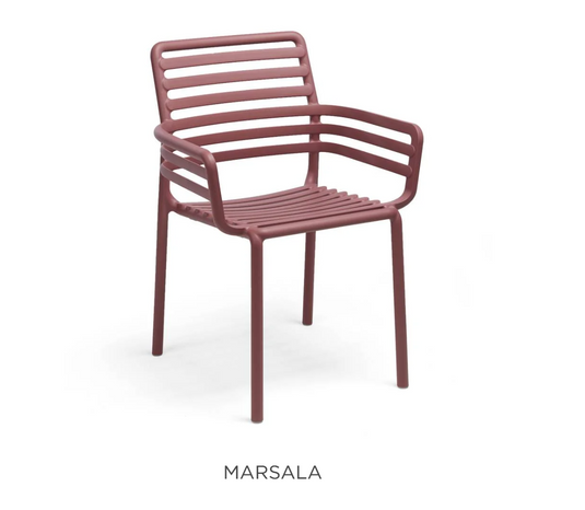 Nardi Doga outdoor armchair with Marsala-colored modern design, featuring a sleek, comfortable seat and sturdy frame.