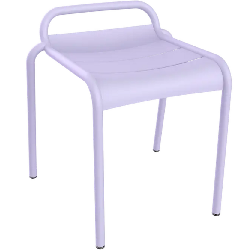 Load image into Gallery viewer, Fermob Luxembourg outdoor stool with a curved seat and metal frame, suitable for patio or garden seating.
