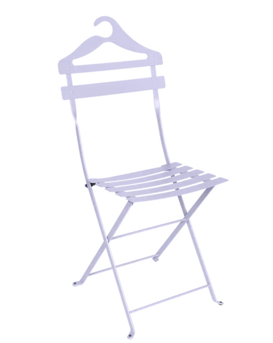 Fermob Marshmallow Bistro Valet Chair, a foldable metal hanging chair with a modern design for indoor or outdoor use