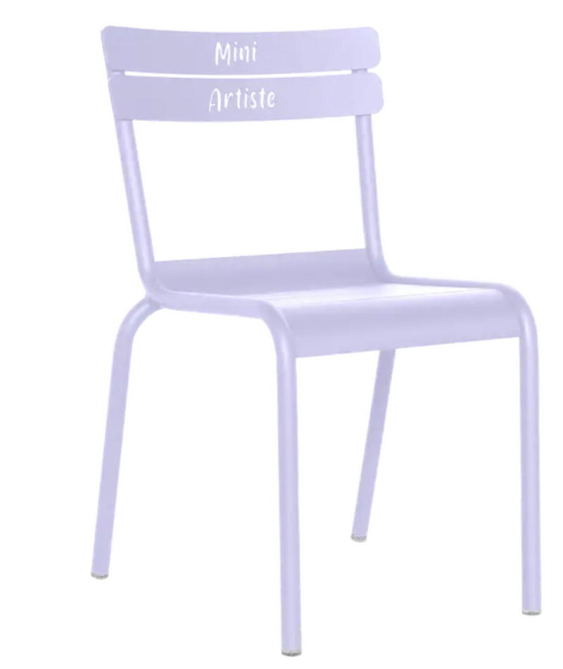 Load image into Gallery viewer, Marshmallow blue Fermob Luxembourg Kid Chair "Mini Artiste" by Custom Wood Designs, designed for children's corner furniture.

