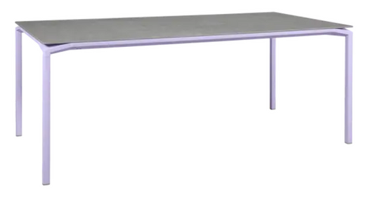 Fermob CALVI Kreta mineral dining table, 195 x 95 cm, eight-seater with a durable marble-look tabletop and sturdy metal legs.