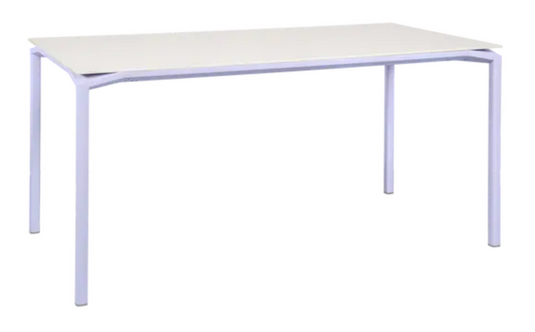 Fermob CALVI AERIS mineral dining table, 160x80 cm, six-seater with a sleek, modern design and smooth surface.