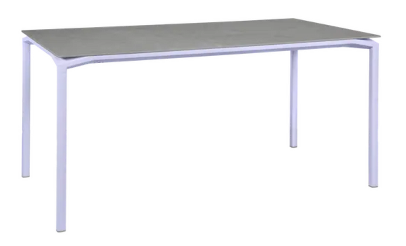Load image into Gallery viewer, Fermob CALVI Creta Mineral dining table in Marshmallow Grey, 160 x 80 cm, six-seater with modern design and sturdy construction.
