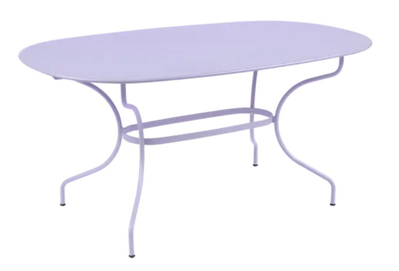 Load image into Gallery viewer, Fermob OPÉRA+ oval outdoor metal table in marshmallow color, 160x90 cm, six-seater for garden or patio use.
