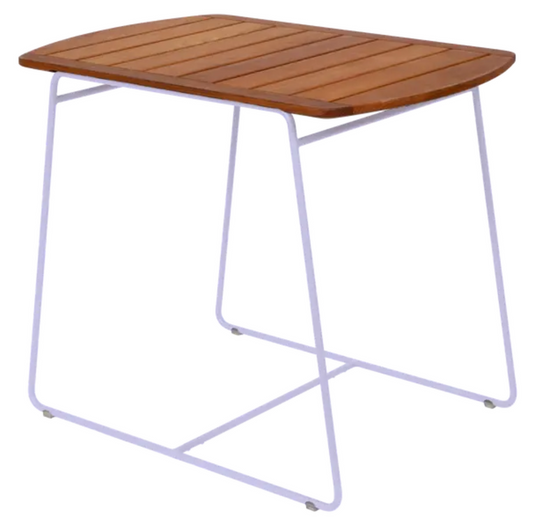Fermob outdoor teak table, 90x60cm, with a smooth wooden surface and sturdy legs, ideal for outdoor dining or patio use.