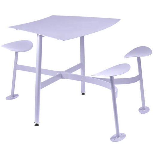 Fermob Bolder 3 Seater bar stool in marshmallow blue with a modern, curved design and wooden legs.