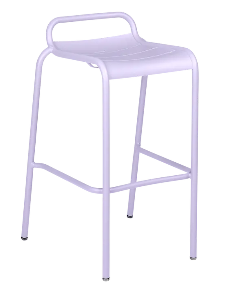 Load image into Gallery viewer, Fermob Luxembourg bar stool in marshmallow blue, outdoor dining chair with sleek design, suitable for restaurant or home patio.
