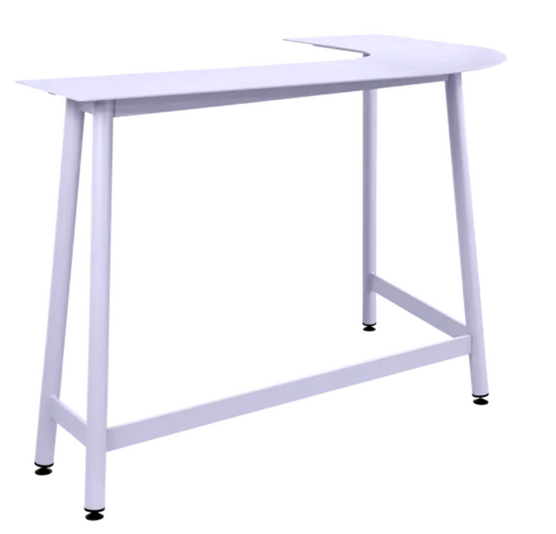 Load image into Gallery viewer, Fermob Bolder Corner Counter bar stool with marshmallow-colored cushioned seat and metal frame, outdoor garden furniture.

