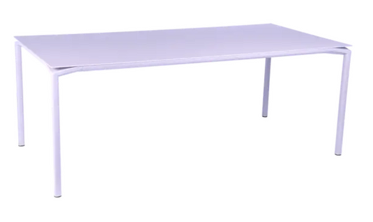 Fermob Calvi outdoor rectangular dining table, 195x95 cm, eight-seater with a modern design, suitable for outdoor and indoor use.