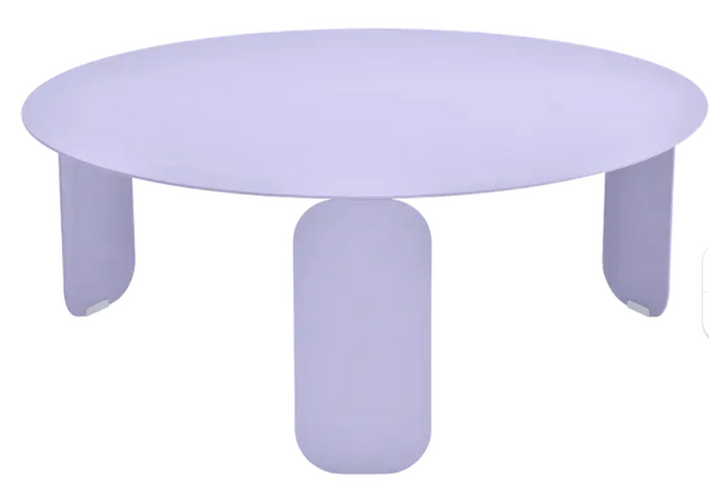 Load image into Gallery viewer, Fermob Bebop Low Table in marshmallow lilac purple with an anthracite round outdoor design, 80cm diameter for outdoor use.
