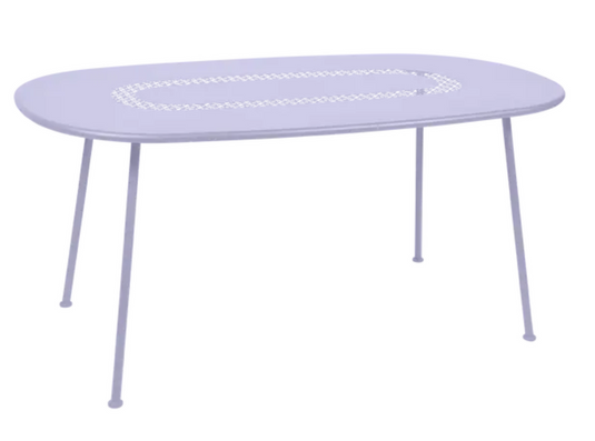 Fermob Lorette oval metal outdoor dining table, 160 x 90 cm, with a sleek design and sturdy metal construction.
